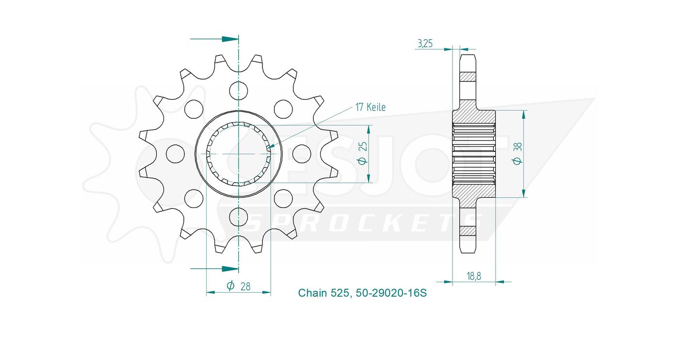 Передняя звезда Esjot 50-29020-16S (аналог JTF704.16) 3