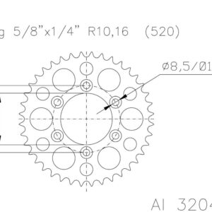 Задняя звезда Esjot 51-32041-51SY (аналог JTA808.51) алюминий ALU silver / yellow