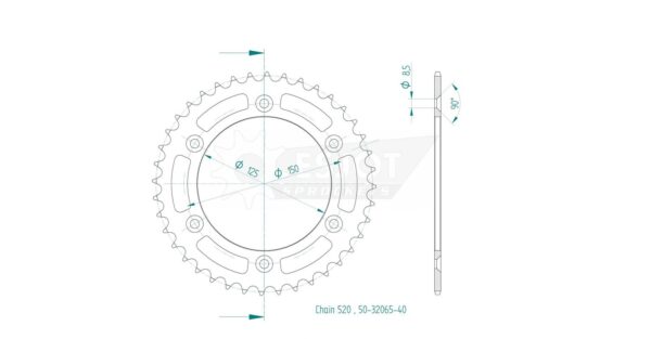 Задняя звезда Esjot 50-32065-40 (аналог JTR897.40) для KTM 250 EXC 3