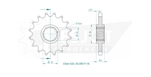 Передняя звезда Esjot 50-29017-16 (аналог JTF1370.16) 3