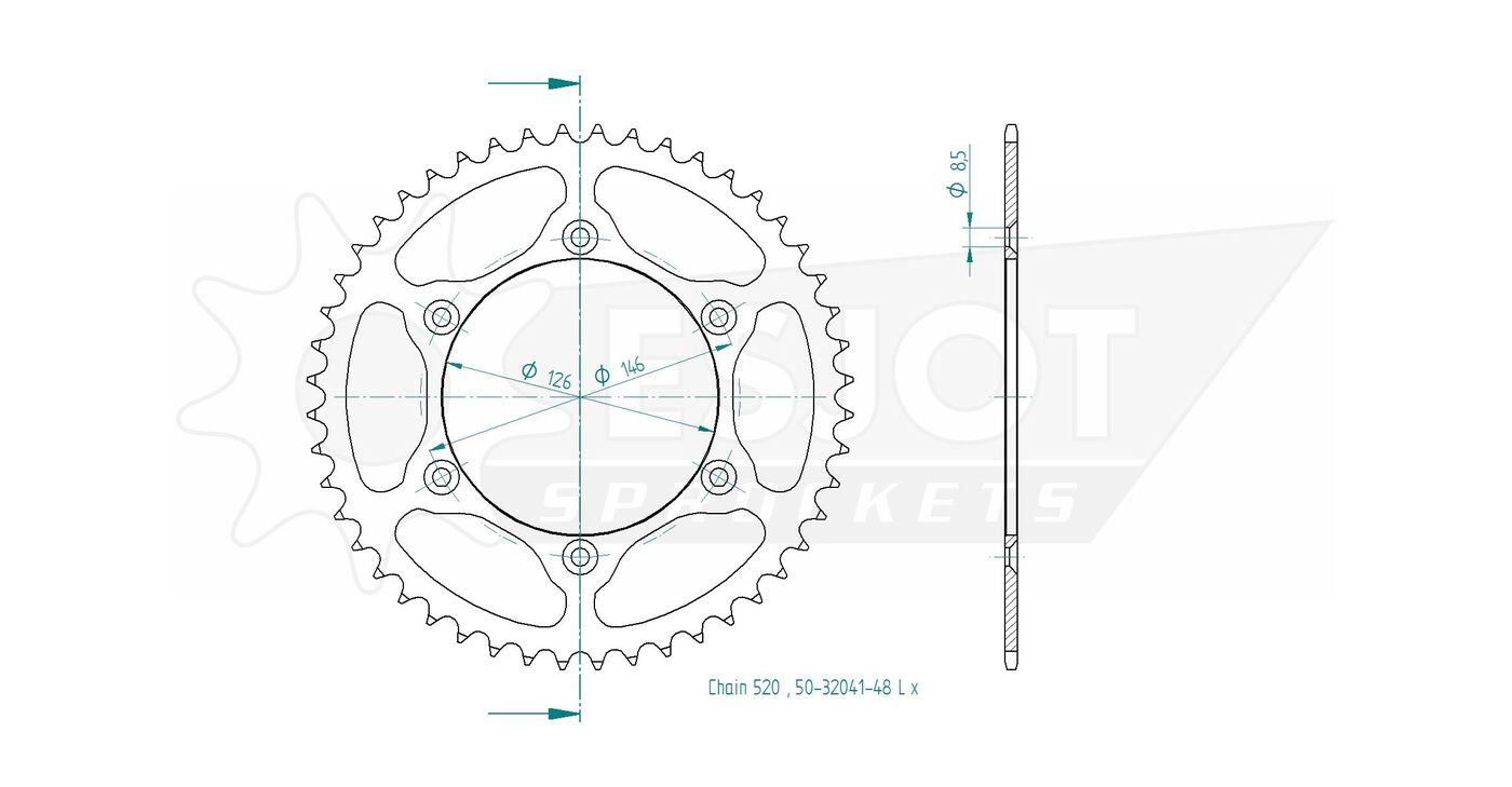 Задняя звезда Esjot 50-32041-48LY (аналог JTR808.48) Ultralight Steel / yellow для Suzuki 250 RM-Z 3