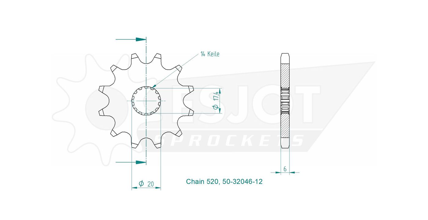 Передняя звезда Esjot 50-32046-12 (аналог JTF564.12) 3