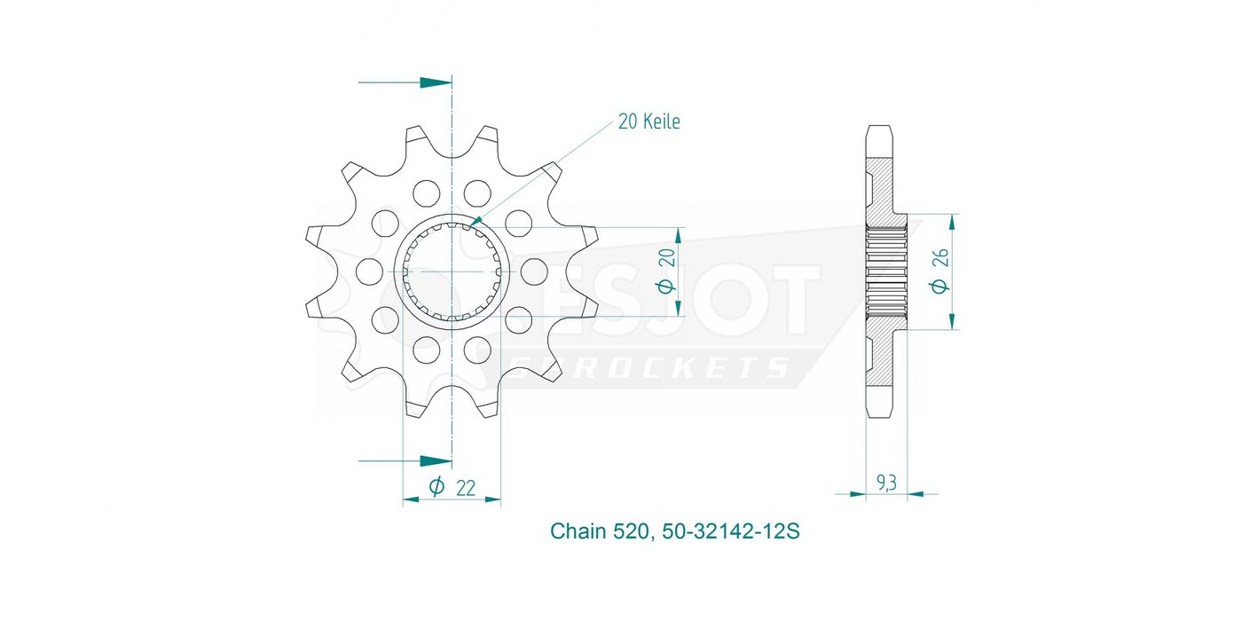 Передняя звезда Esjot 50-32142-12 (аналог JTF1446.12) 3