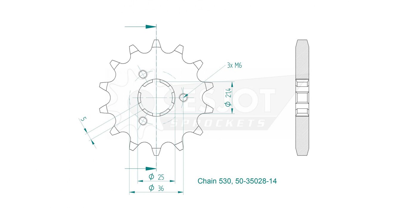 Передняя звезда Esjot 50-35028-14 (аналог JTF424.14) 3