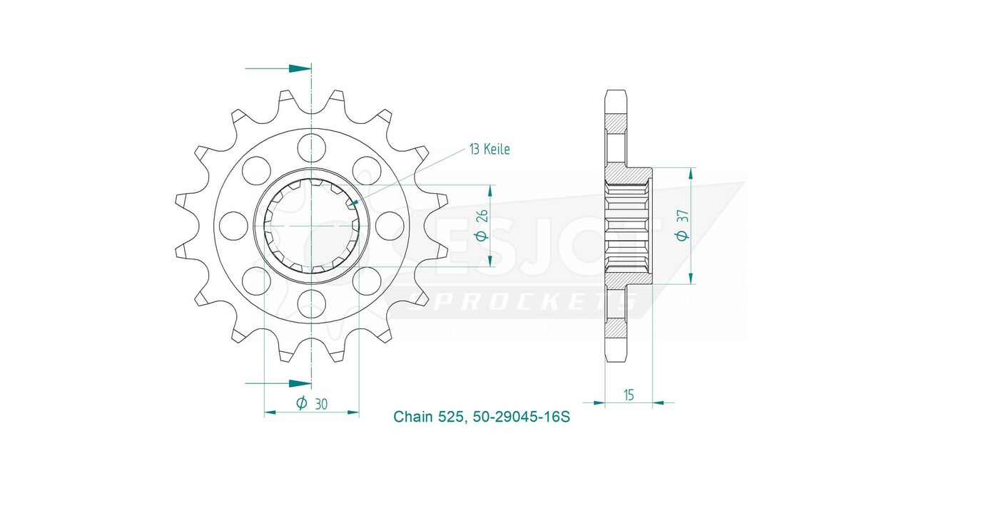 Передняя звезда Esjot 50-29045-16S (аналог JTF404.16) 3