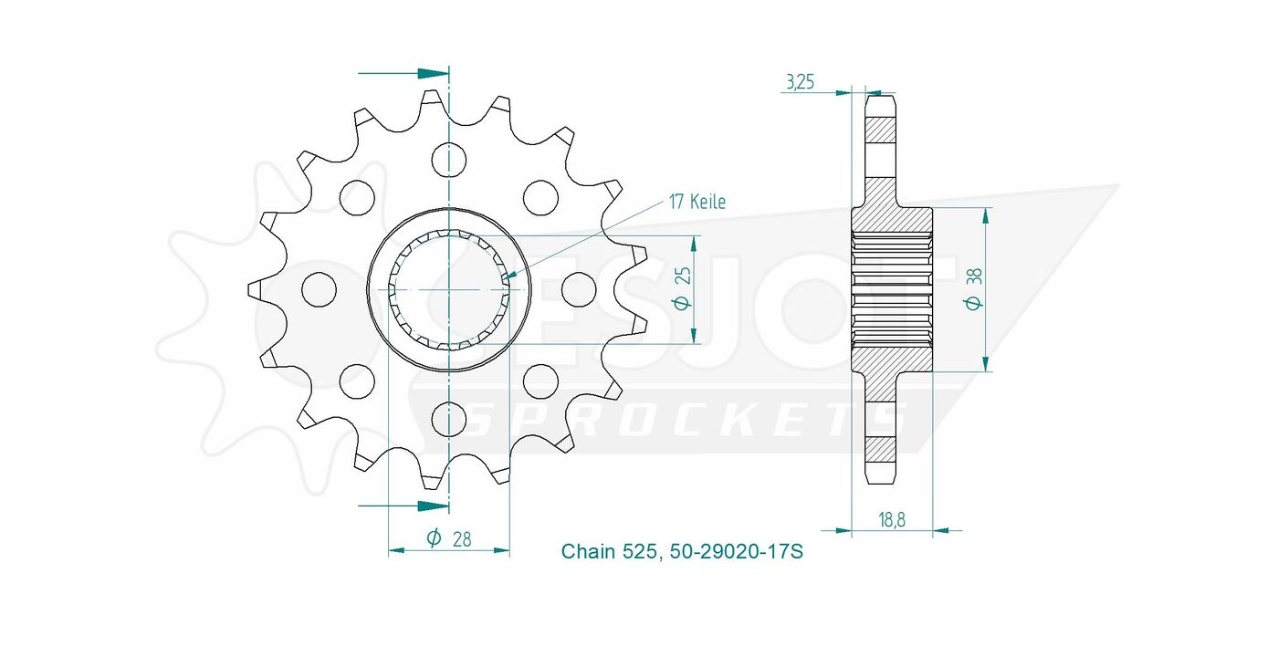 Передняя звезда Esjot 50-29020-17S (аналог JTF704.17) 3