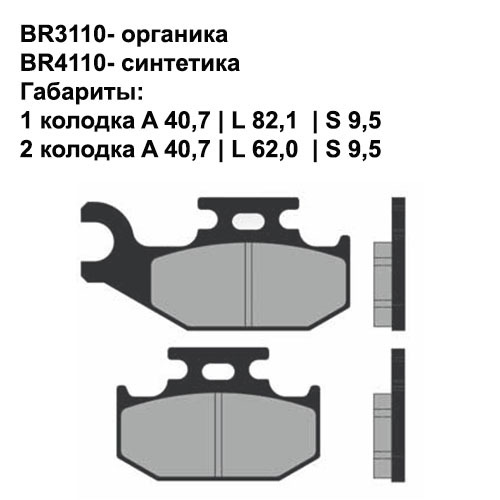Тормозные колодки Brenta BR3110 (FA413, FDB2148, FD, 0424, SBS 835, 07GR49) органические 21
