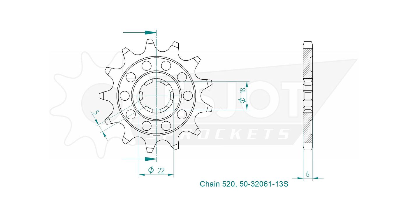 Передняя звезда Esjot 50-32061-13S (аналог JTF1445SC.13) 3