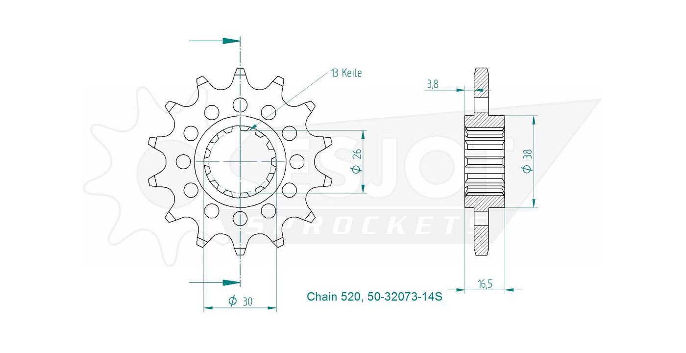 Передняя звезда Esjot 50-32073-14S (аналог JTF1269.14) 3