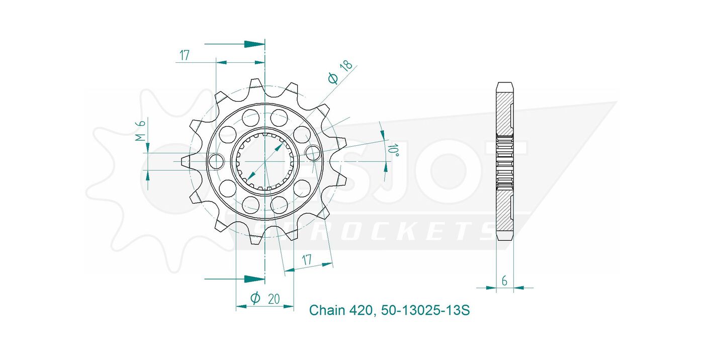 Передняя звезда Esjot 50-13025-13S (аналог JTF1310SC.15) 3