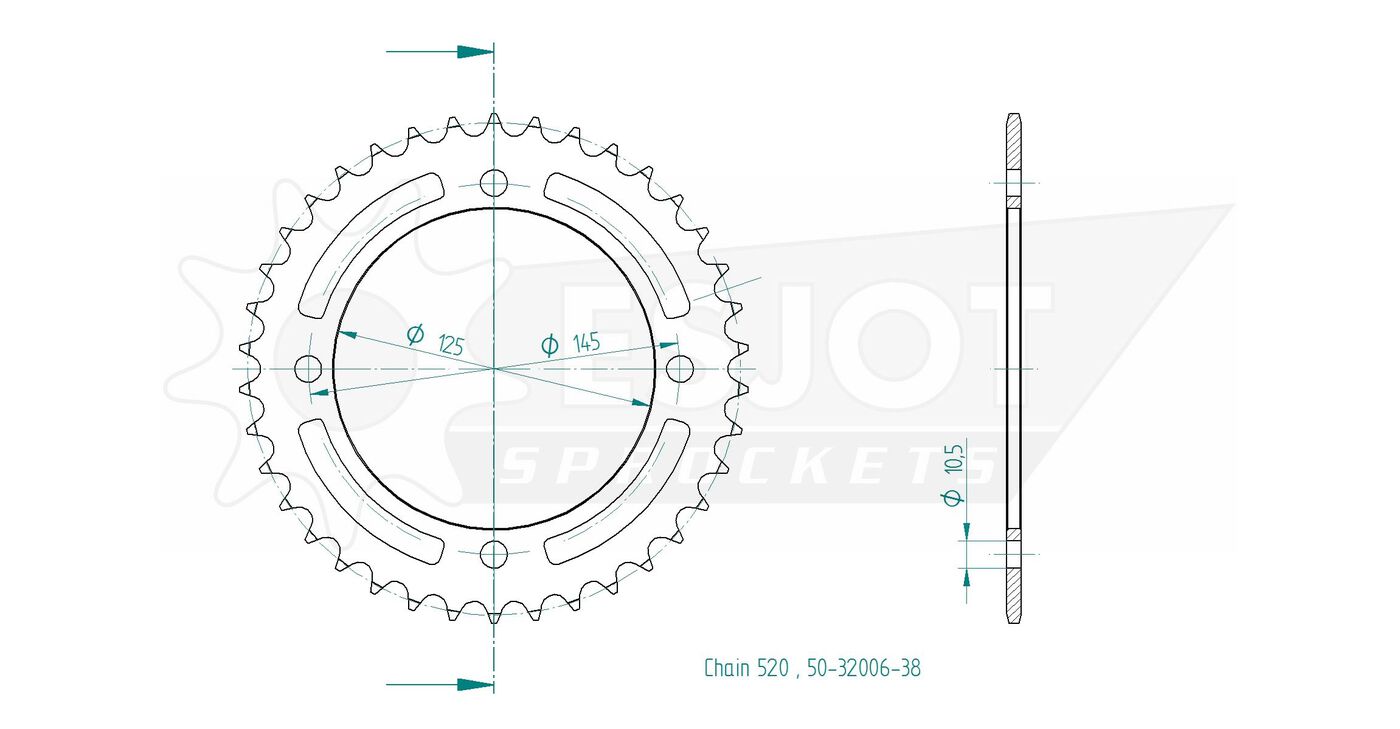 Задняя звезда Esjot 50-32006-38 (аналог JTR1857.38) для Yamaha 700 YFM 3