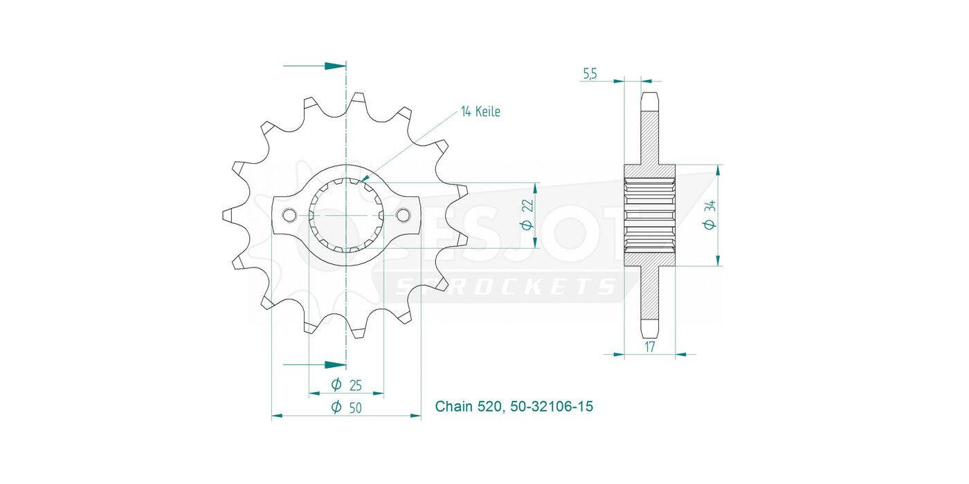 Передняя звезда Esjot 50-32106-15 (аналог JTF735.15) 3