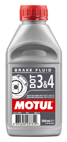 Тормозная жидкость Motul DOT 3&4 Brake Fluid , Объем 500 мл, ОЕМ-код 102718 3