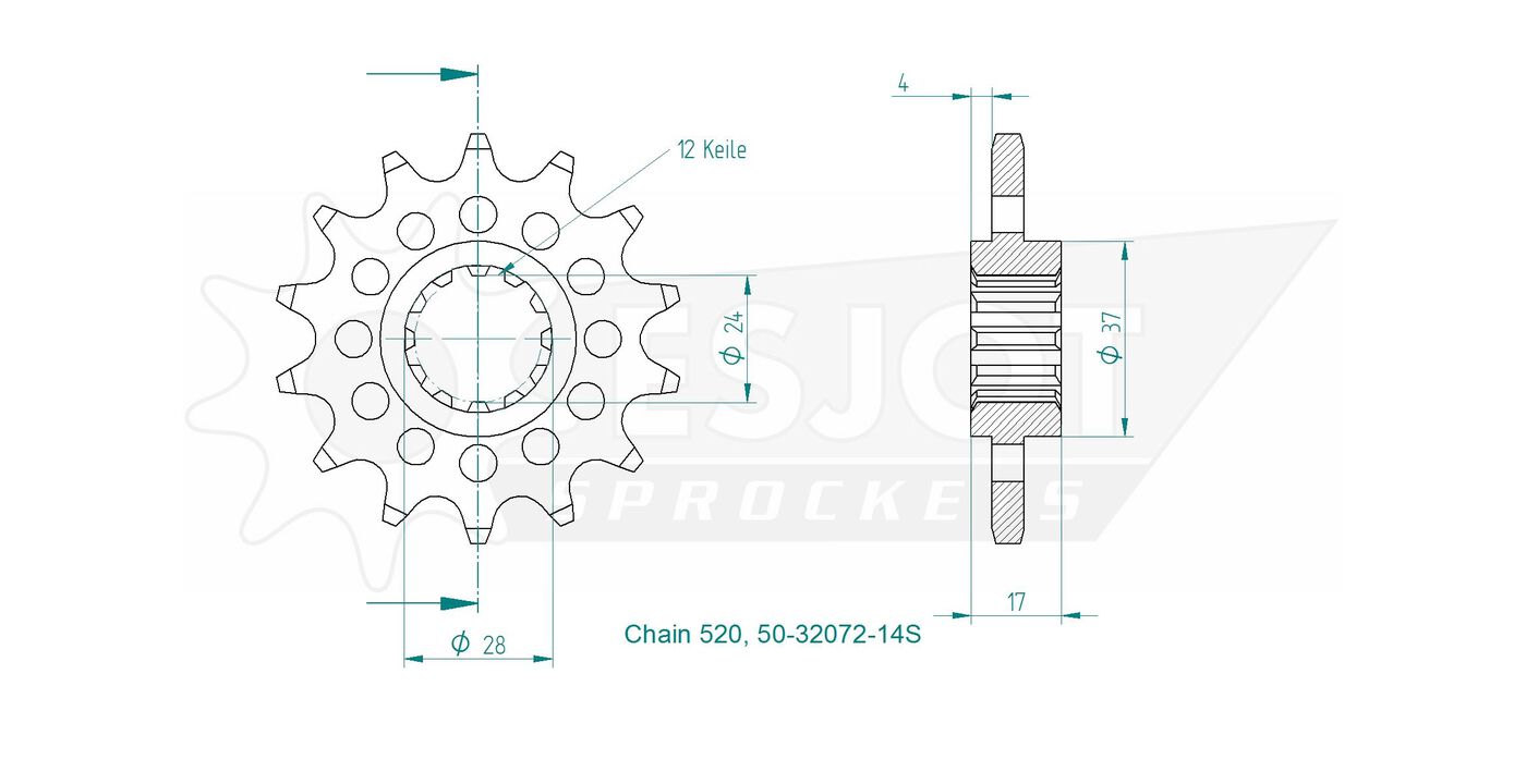 Передняя звезда Esjot 50-32072-14S (аналог JTF1295.14) 3