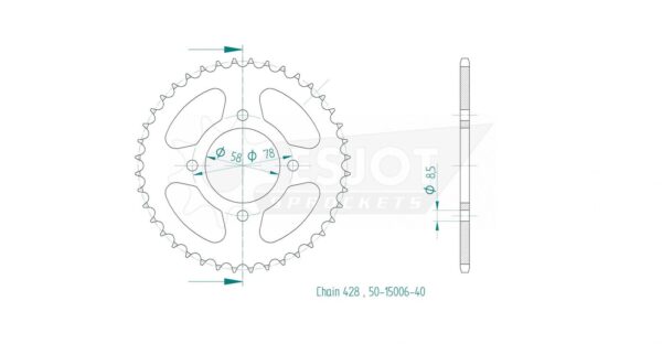 Задняя звезда Esjot 50-15006-40 (аналог JTR810.40) для Keeway 125 Speed 3