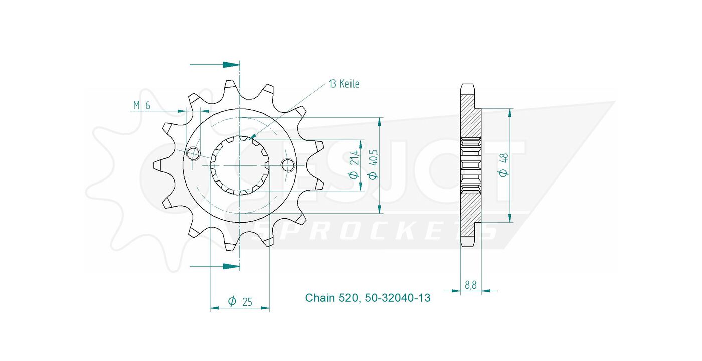 Передняя звезда Esjot 50-32040-13 (аналог JTF1309.13) 3