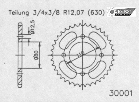 Задняя звезда Esjot 50-30001-41 (аналог JTR333.41) для Honda 750 CB 2