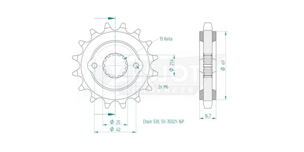 Передняя звезда Esjot 50-35021-16P (аналог JTF513.16) 3