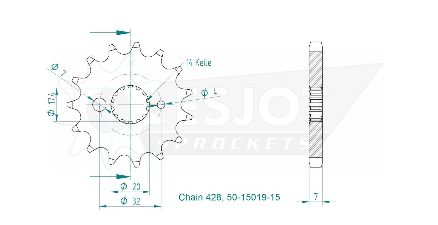 Передняя звезда Esjot 50-15019-15 (аналог JTF558.15) 4