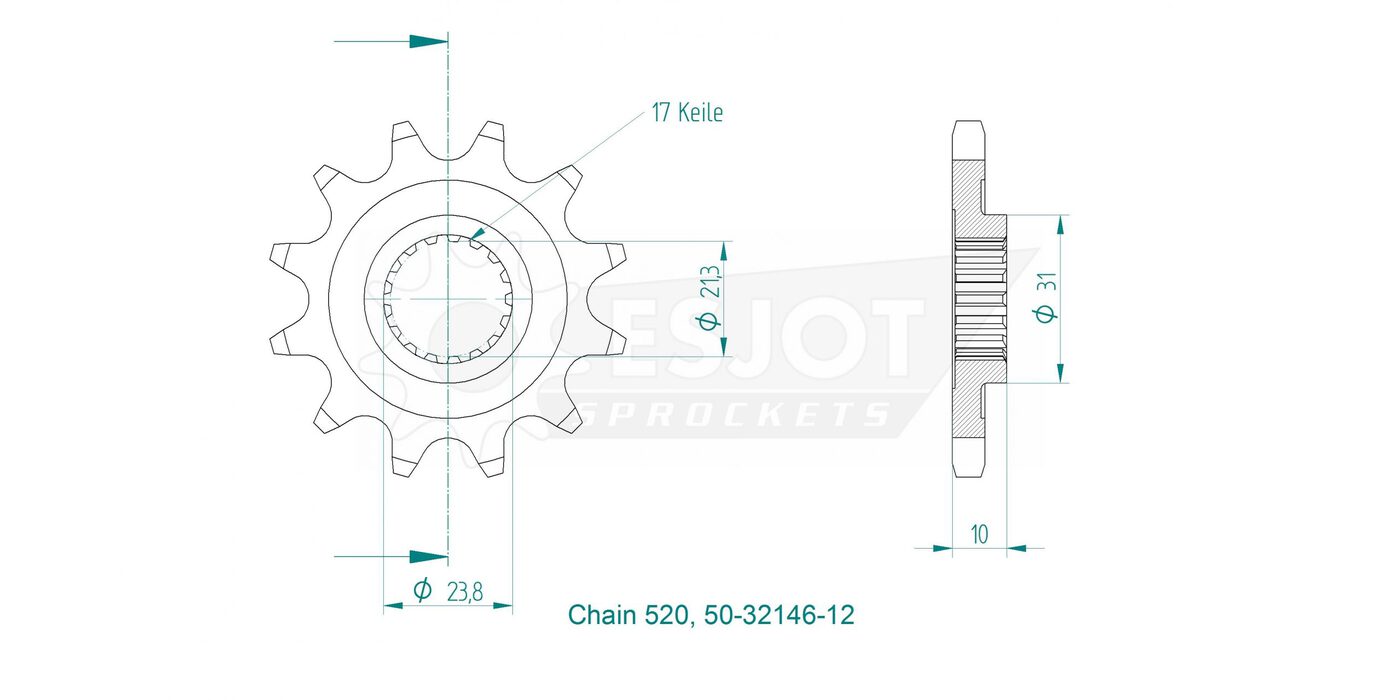 Передняя звезда Esjot 50-32146-12 (аналог JTF1441.12) 3