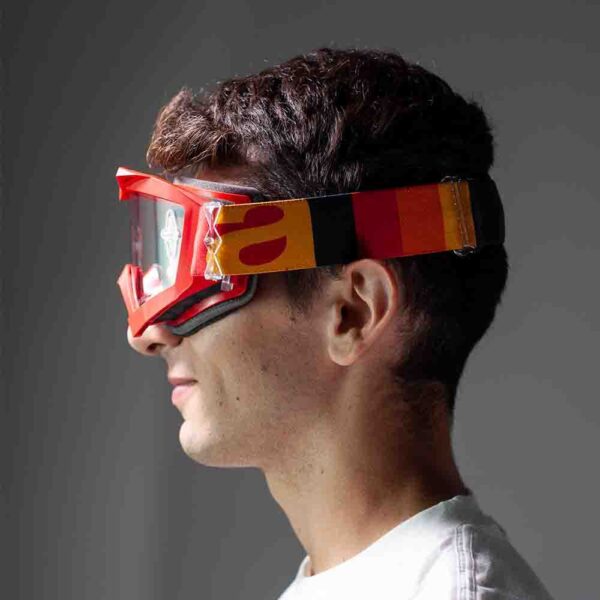 Кроссовые очки Ariete ADRENALINE PRIMIS очки красные, прозрачная линза с булавками (ARI-14001-RGN)