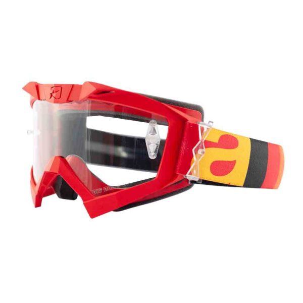 Кроссовые очки Ariete ADRENALINE PRIMIS очки красные, прозрачная линза с булавками (ARI-14001-RGN) 2