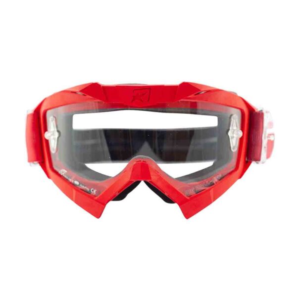 Кроссовые очки Ariete ADRENALINE PRIMIS очки красные, прозрачная линза с булавками (ARI-14001-RRR) 3