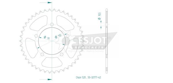 Задняя звезда Esjot 50-32177-42 3