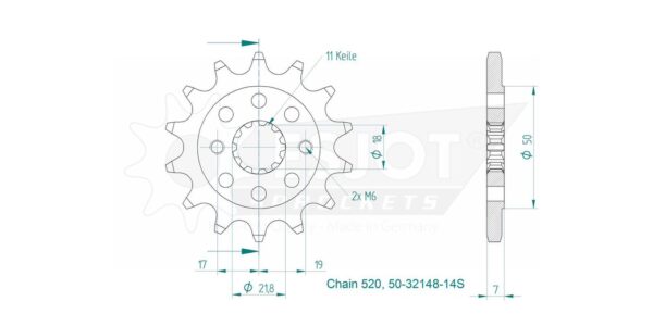 Передня звезда Esjot 50-32148-14S (аналог JTF1321.14) 2