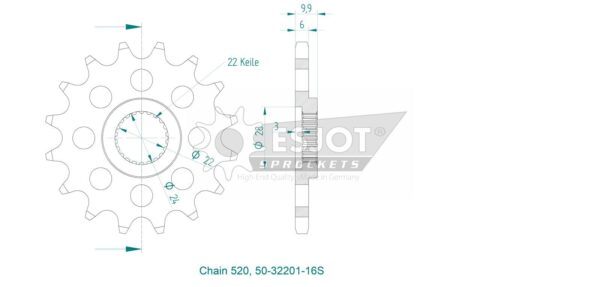 Передняя звезда Esjot 50-32201-16S 8